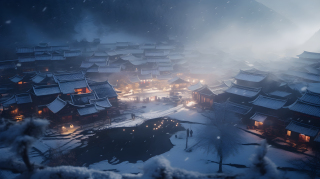 浙江中国冬村雪景摄影图片