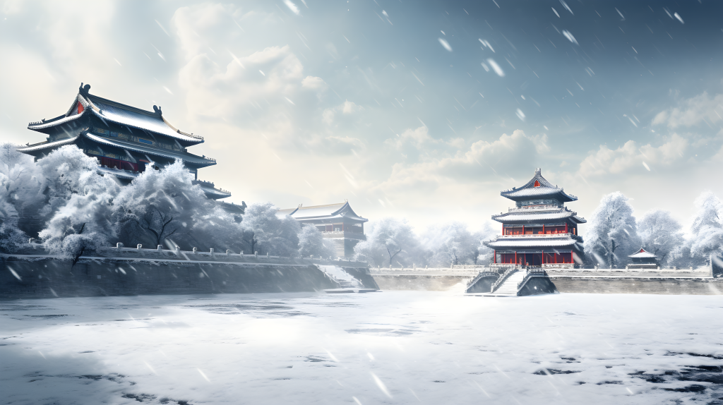 北京雪中紫禁城摄影图