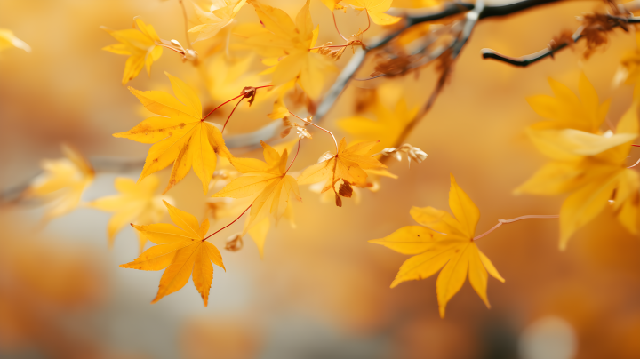 秋叶落黄，日式想象图版权图片下载