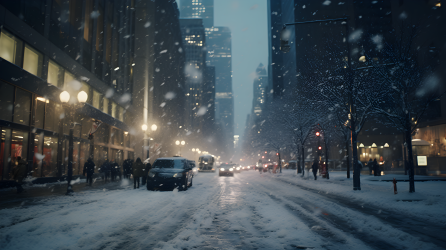 芝加哥城市下雪的照片