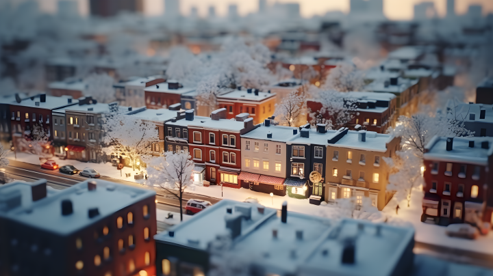 冬日雪景砖房城市摄影图版权图片下载