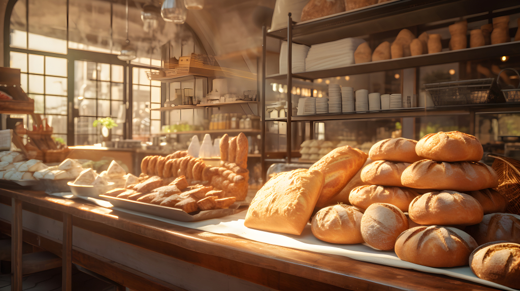 糕点店里的面包和糕点摄影版权图片下载