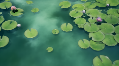 水塘角落的睡莲摄影图