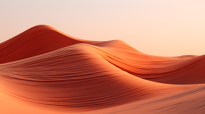 晨光沙漠中的波浪状悬崖摄影图