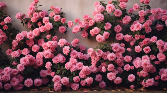 玫瑰墙上的粉色树篱自然核心摄影图