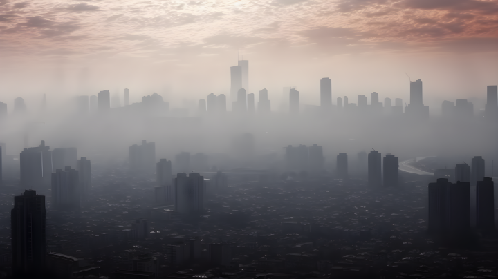 雾霾下城市空气污染风景摄影图版权图片下载