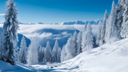 白雪覆盖的森林摄影图片