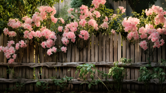 粉色花木园景摄影图片