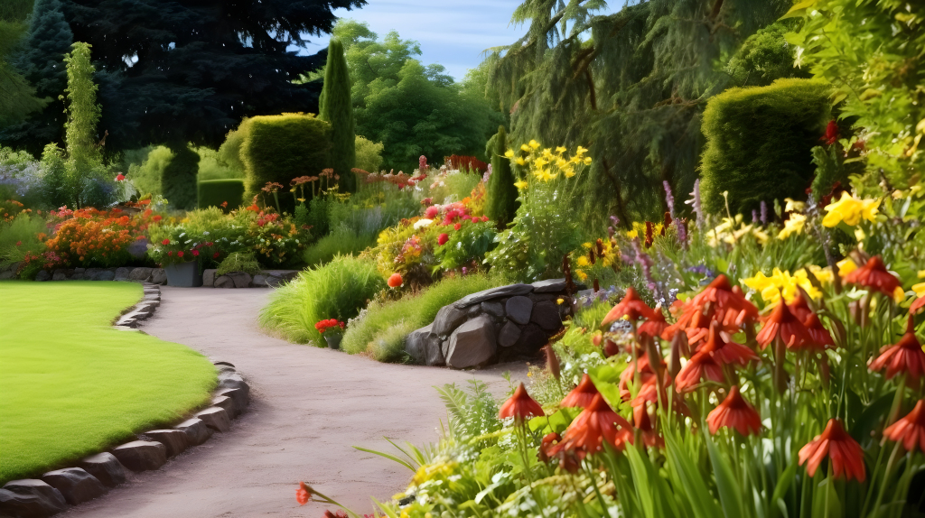 花园角落的现实主义摄影图片