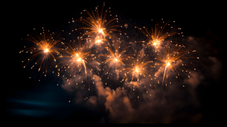 夜空中美轮美奂的烟花远景摄影图片