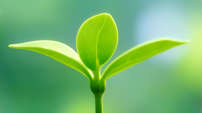 苔藓上的嫩绿芽，充满活力的写实风摄影图片