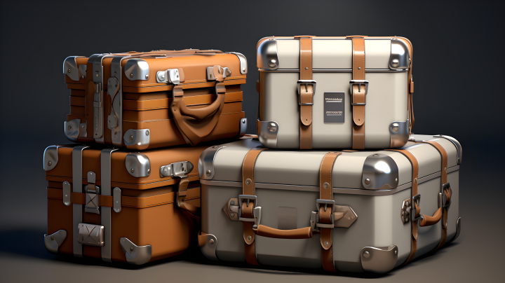 银色金属和棕色皮革的行李箱摄影图版权图片下载