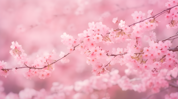 粉色背景下的桃枝摄影图片