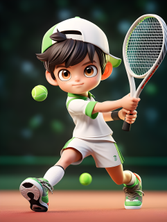 梦幻网球少年穿着网球服的超可爱摄影图片