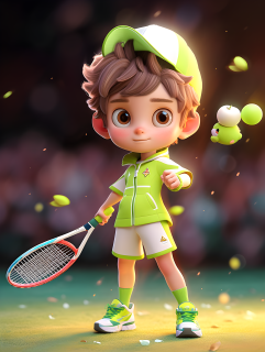 梦幻网球少年穿着网球装摄影图片