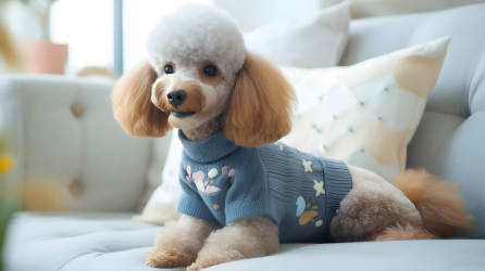 优雅宠物风格狗狗穿着毛衣的摄影图片