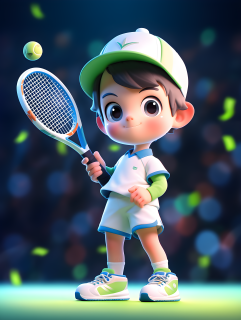 萌萌哒网球少年穿着网球服的摄影图片