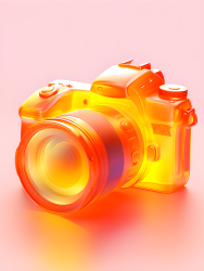 橙色半透明摄像机的摄影图片