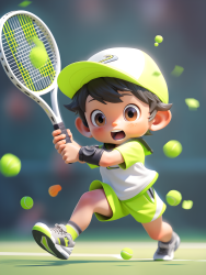 可爱运动男童网球装摄影图片