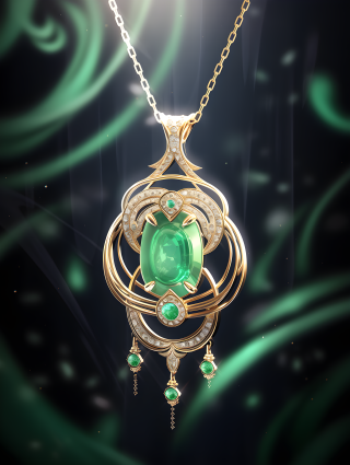 精美黄金珠宝项链摄影图