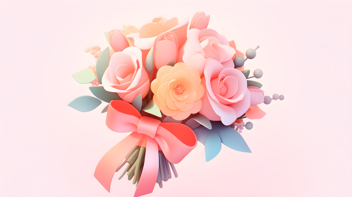 粉色玫瑰3D图-柔和光影摄影版权图片下载