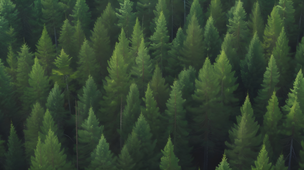 苍翠与光影：生长中的松树摄影图
