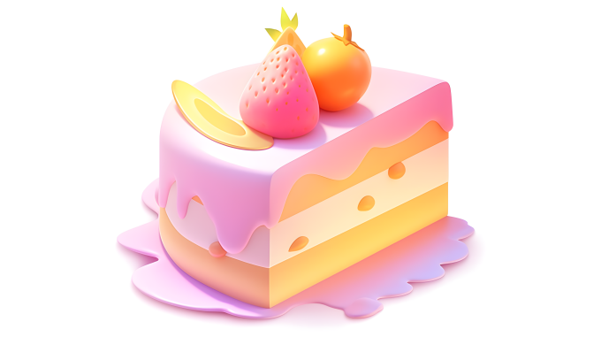 粉色光黄薰衣草色3D图像蛋糕摄影图