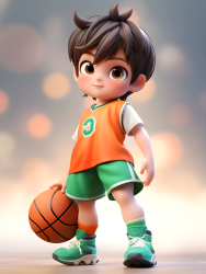 梦幻兴奋超可爱运动男孩篮球装摄影图片