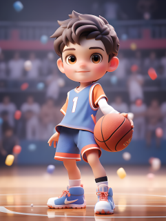清新可爱的篮球少年摄影图片