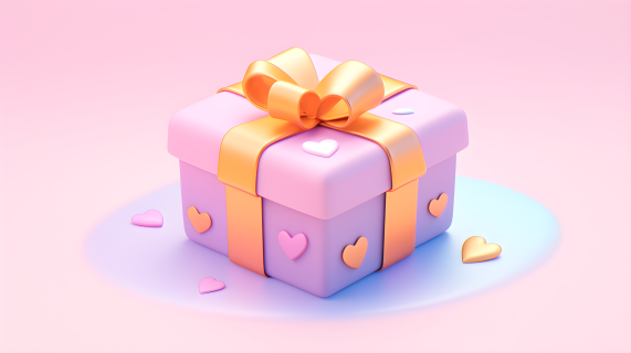 清新可爱的粉黄薰衣草色礼盒3D图摄影图片