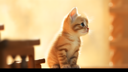 微小棕猫站在架子上观看天空的摄影图片