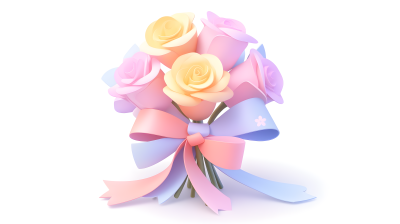 粉色背景的玫瑰3D图摄影图片