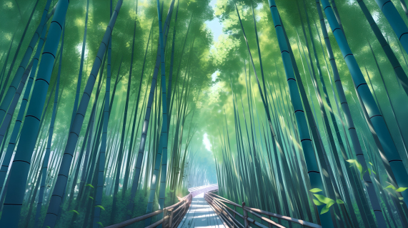 竹林中的明媚光影摄影图