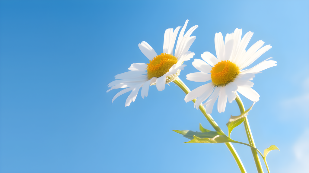 柔焦自然主题的两朵雏菊摄影图片