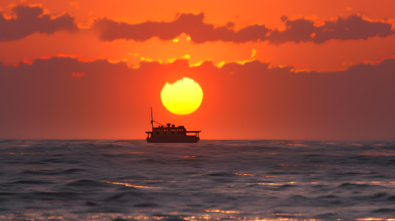 海上落日，尼康D850风格摄影图