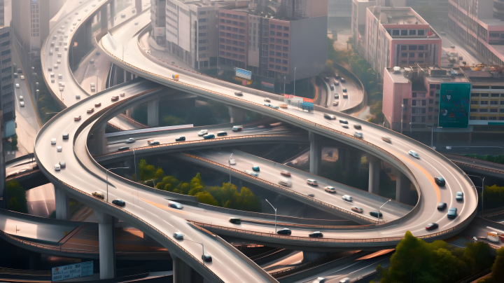 城市高速交汇：日式灵感摄影图版权图片下载