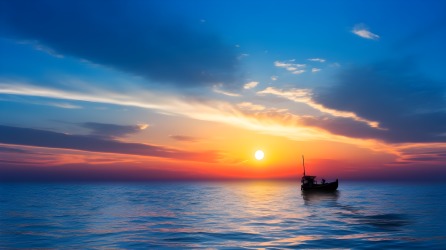 迷人海上夕阳摄影图