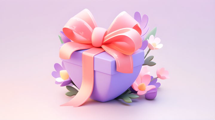 粉色浪漫情人节礼物花束3D图摄影版权图片下载