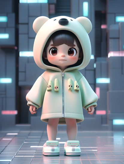 可爱盲盒风格的小女孩摄影图片