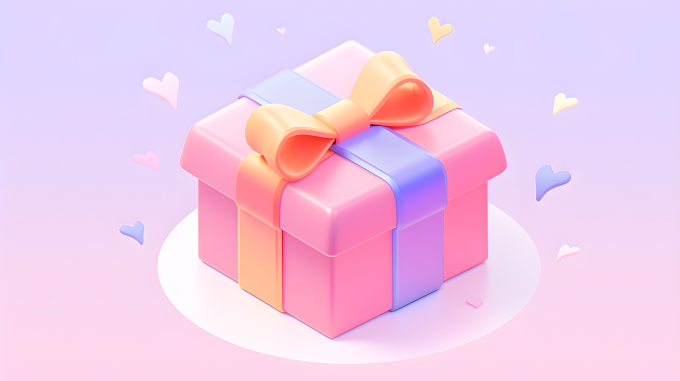 粉色光黄薰衣草礼盒3D图摄影图片