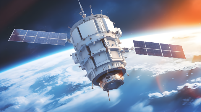 地球上方透过透明云层的卫星摄影图片