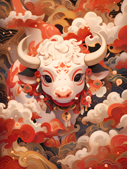 祥云中的十二生肖摄影图片