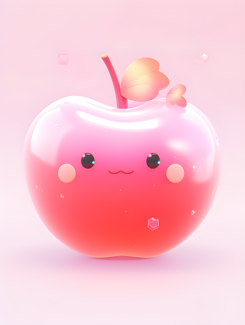 可爱苹果卡通水果3D摄影图片
