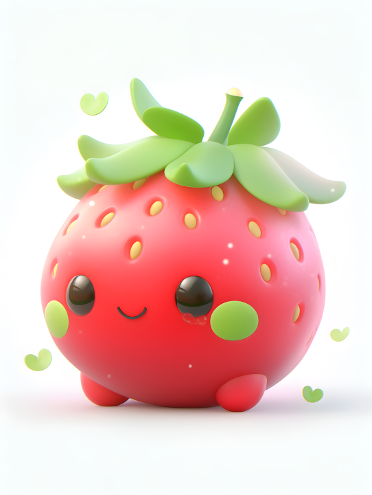 草莓水果卡通可爱3D图标摄影版权图片下载