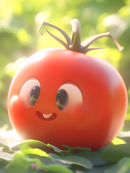 可爱西红柿蔬菜形象光线照明C4D渲染摄影图