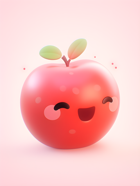苹果可爱卡通水果3D摄影图片