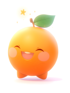 橙子可爱水果3D卡通图标摄影图片