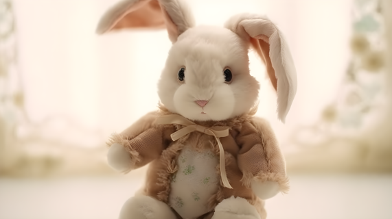 可爱兔子布娃玩偶摄影图片