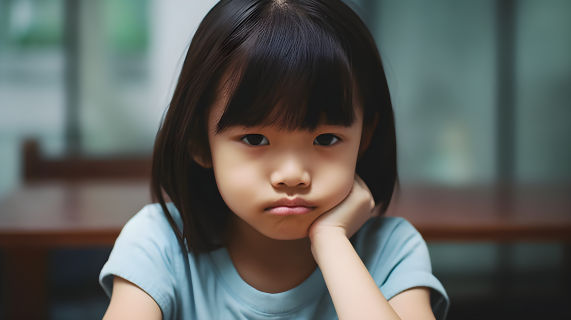 不开心的亚洲孩子摄影图片