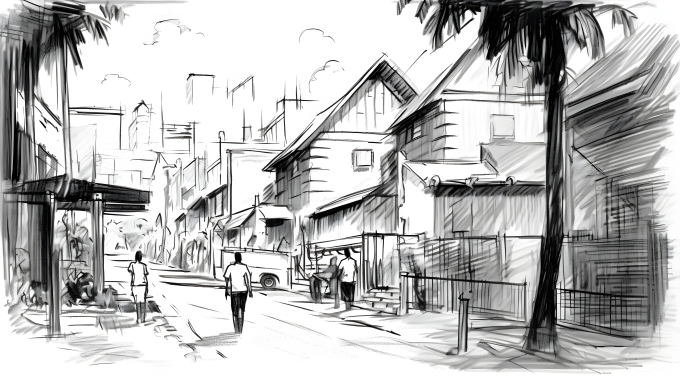 雨中花园摄影图片